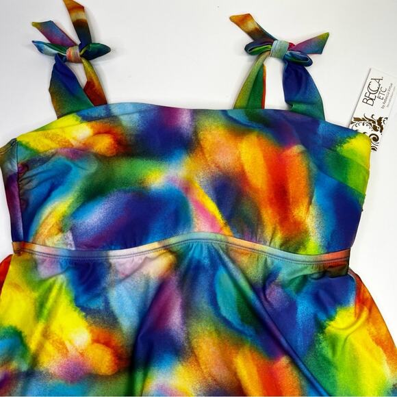 Becca ETC Plus Size Paper Mache tie dye Tankini top multicolor - 2X - Picture 4 of 11